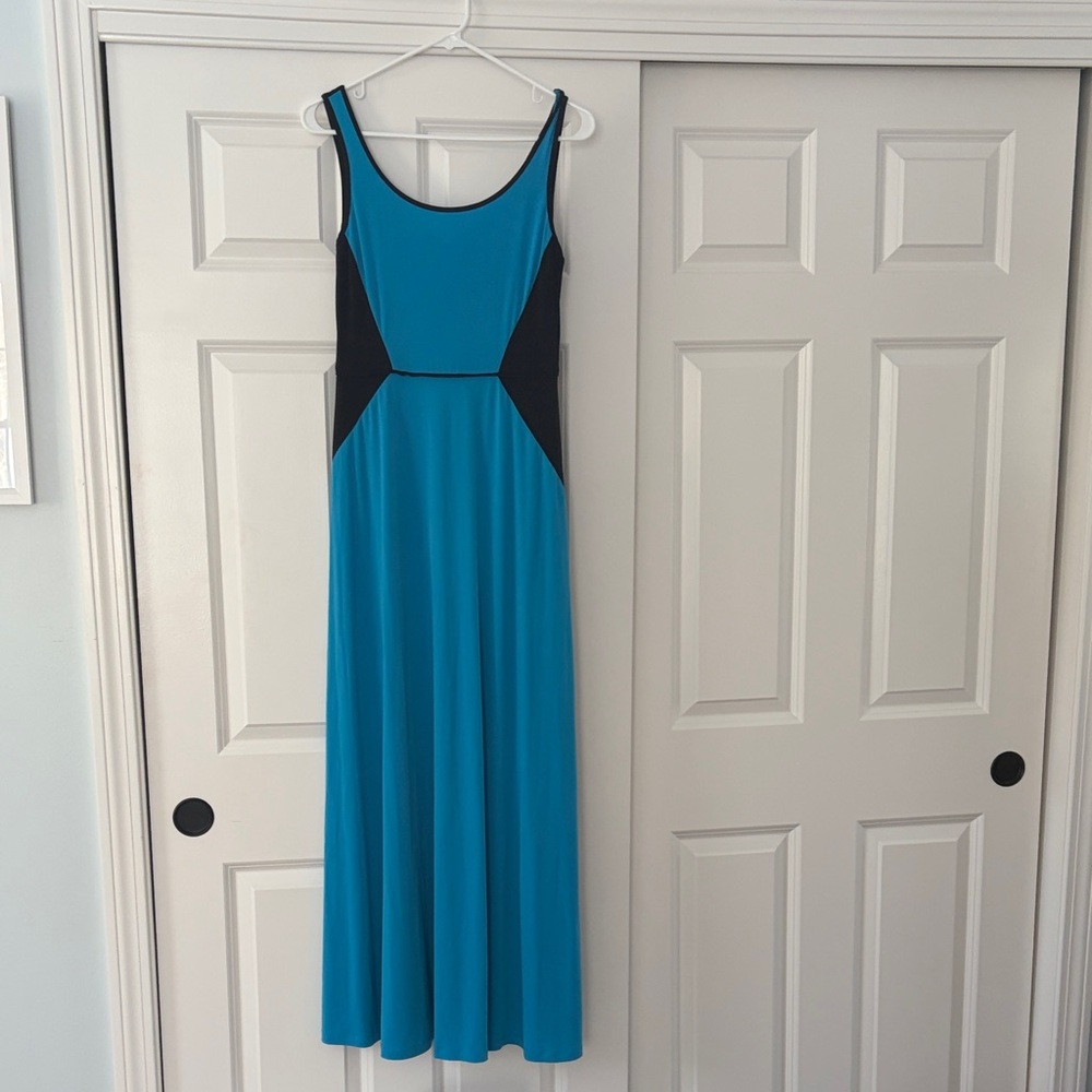 London Times Teal and Black Maxi Dress